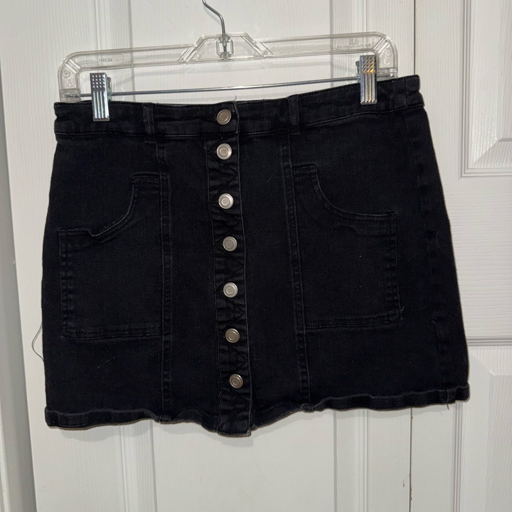 Altar'd State Black Denim Mini Skirt